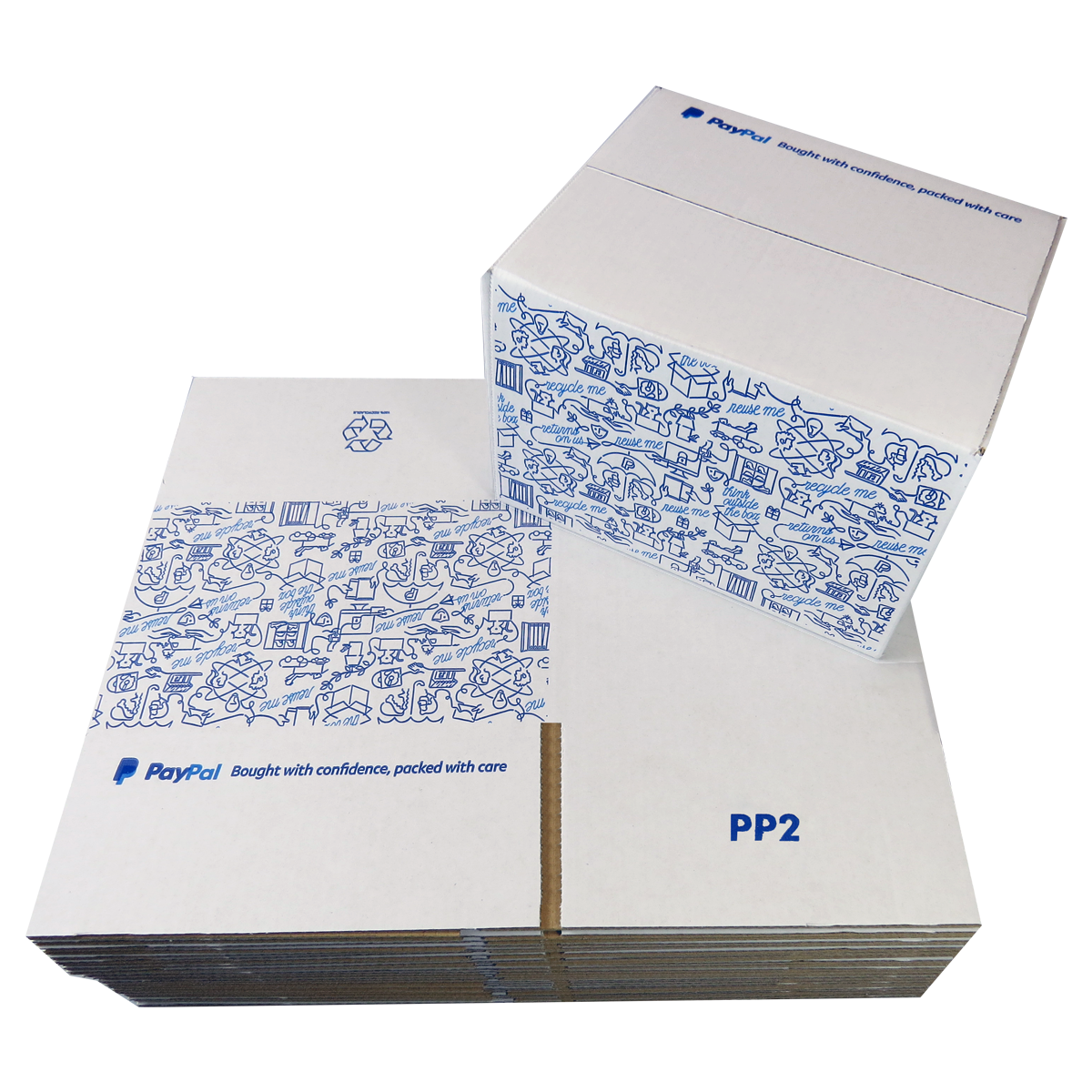 5 x PP2 PayPal Branded Quality White Single Wall Cardboard Postal Mailing Boxes 215x180x135mm